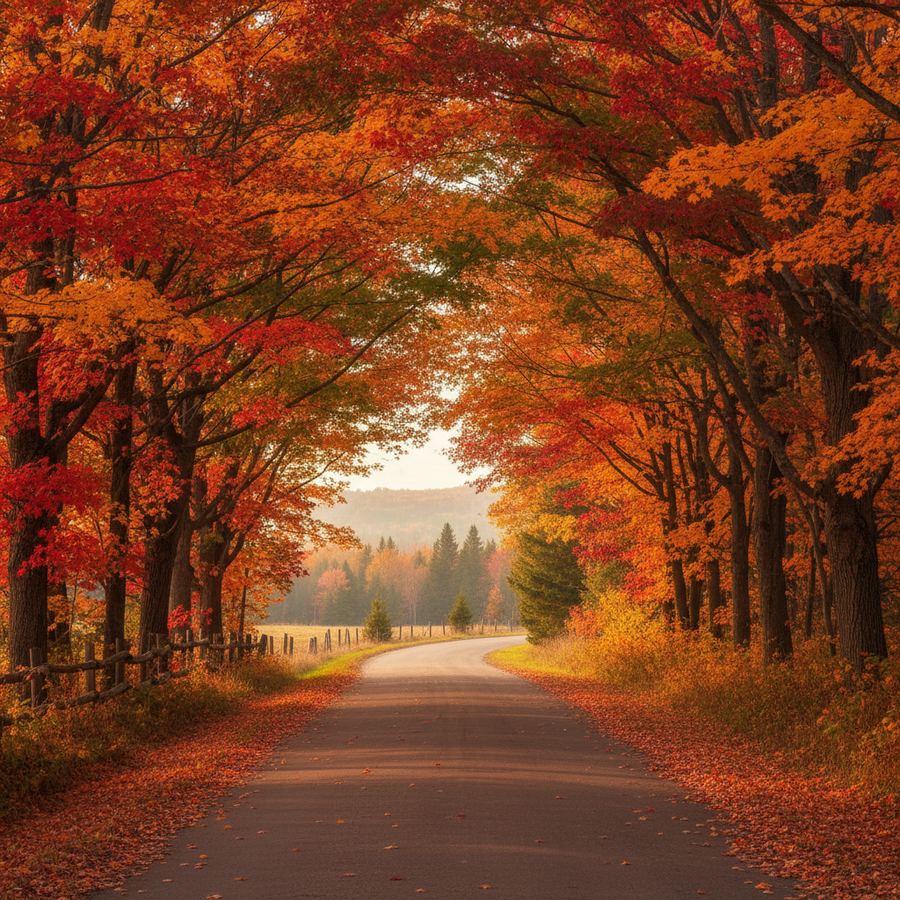 Fall colours along a country road in Clearview Township