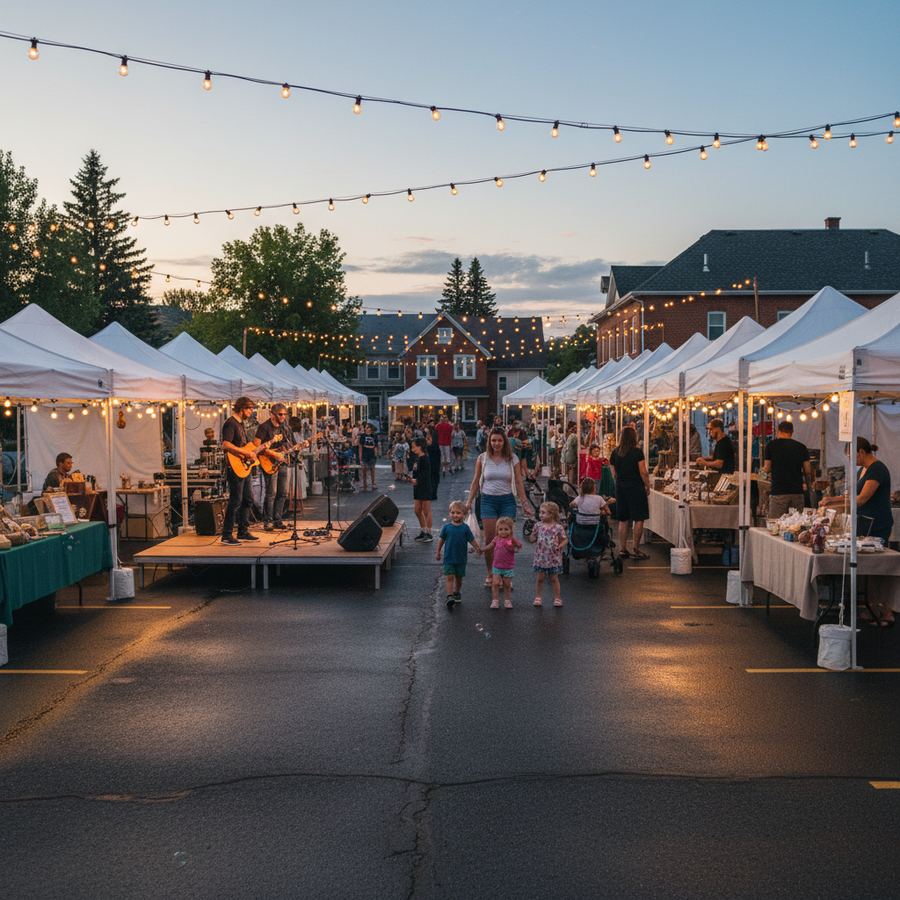 Stayner Music Market and Park It on a summer Thursday evening